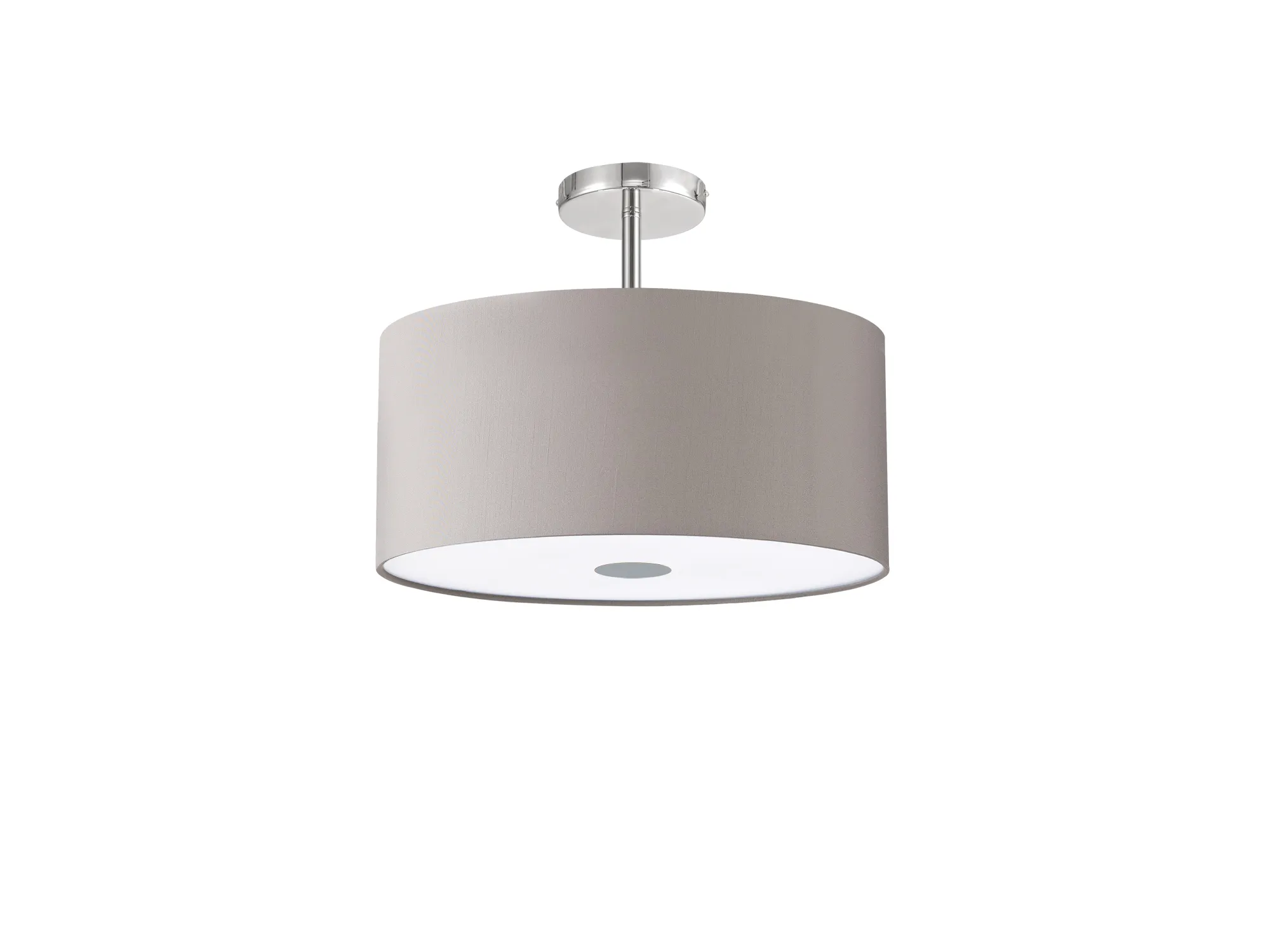 Baymont 40cm, Drop Flush 5 Light Polished Chrome, Grey/White, Frosted Diffuser DK0488  Deco Baymont CH GR
